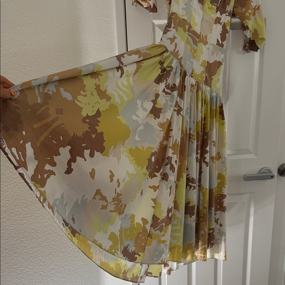 Jonathan Simkhai Camouflage Midi Dress in Brown and Cream - Picture 5 of 11
